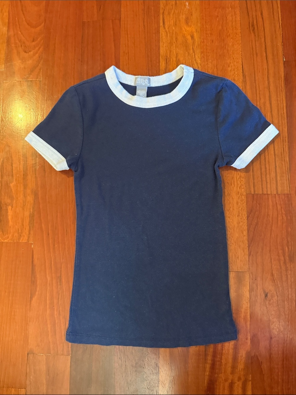 Tilly's Navy Tee with Light Blue Trim